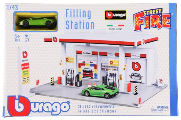 Burago Bensa-asema 1:43 ja yksi auto
