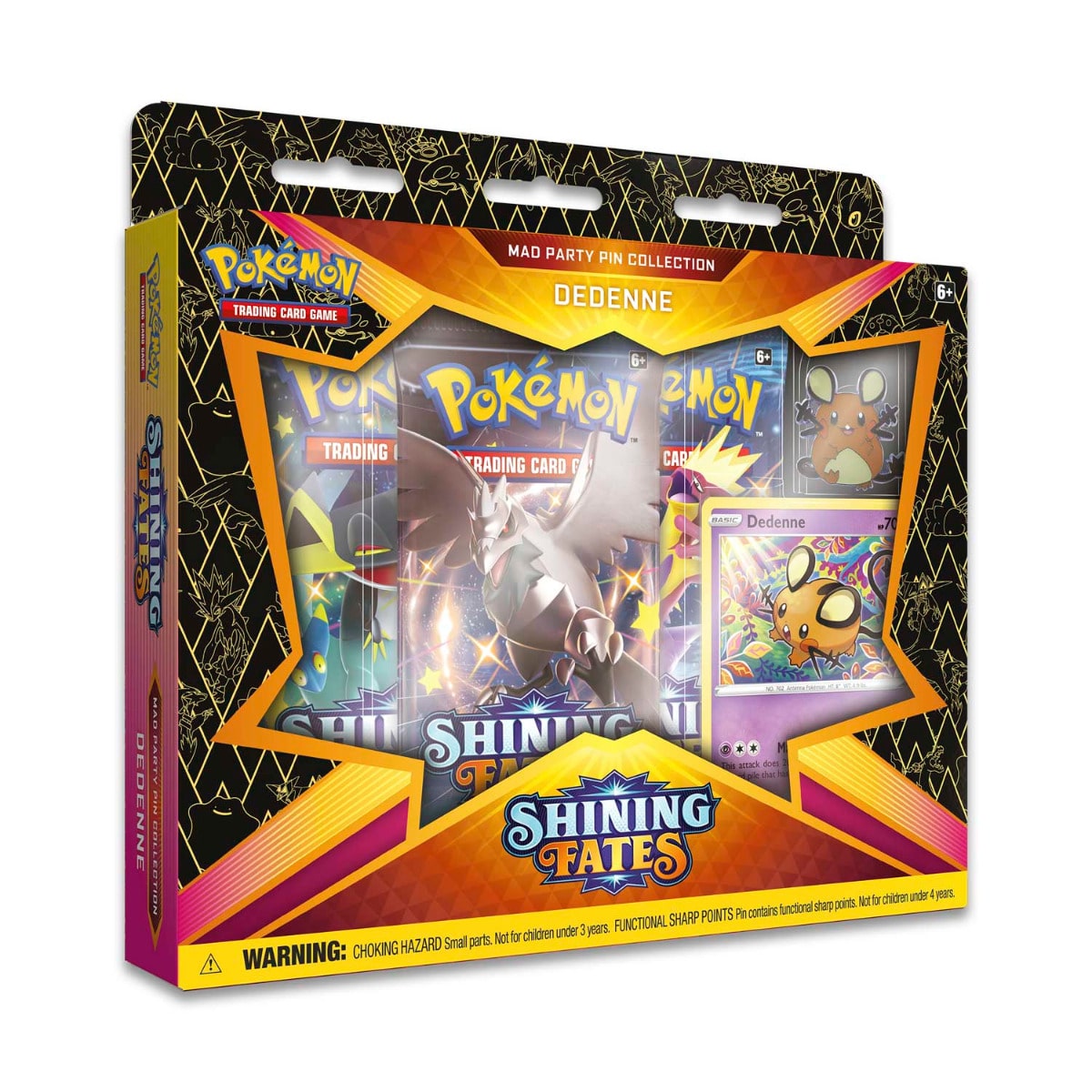 Pokémon TCG: Shining Fates Mad Party Pin Collection Dedenne keräilykorttipakkaus