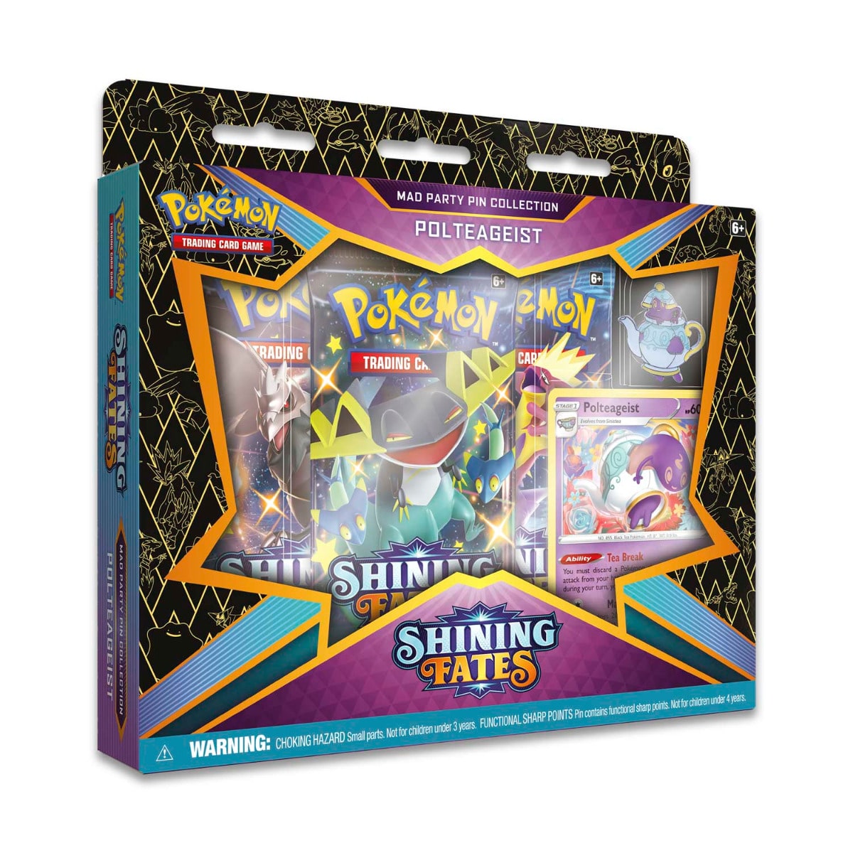 Pokémon TCG: Shining Fates Mad Party Pin Collection Polteageist keräilykorttipakkaus