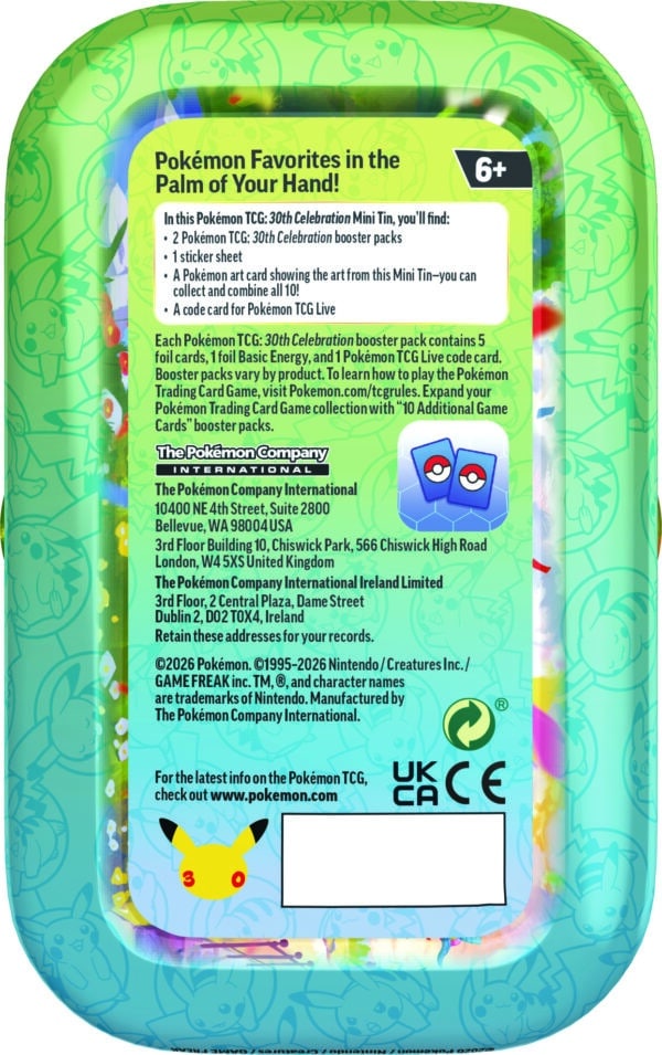 Pokèmon 30th Celebration Mini Tin 5 Pokèmon 30th Celebration Mini Tin-muksumassi.fi